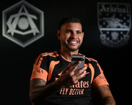 Bruno Guimarães after signing for Arsenal from Newcastle